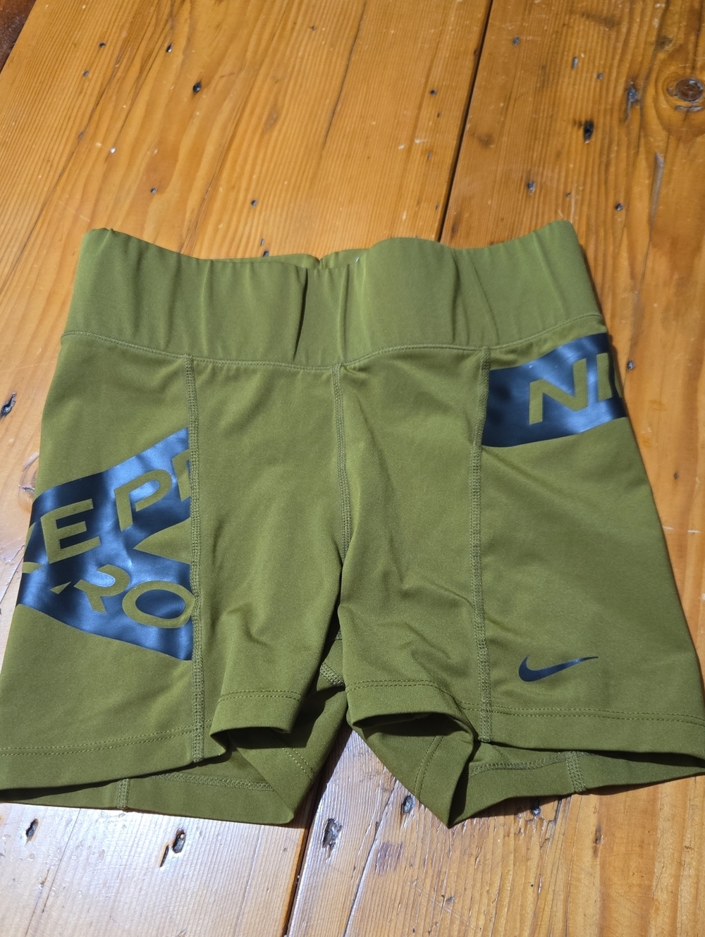 Nike Olive Green Performance Shorts Sz S with Black Logos